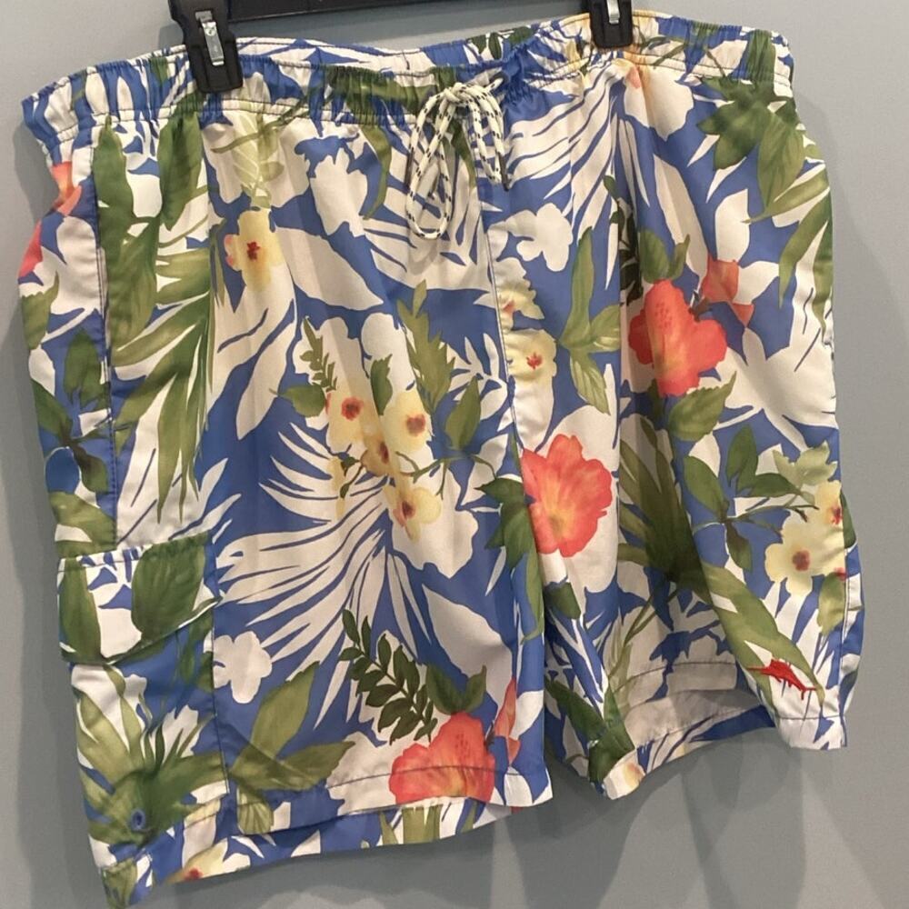 Tommy Bahama Mens Swim Trunks Size XXL Blue Floral Tropical Beach Preppy Shorts‎